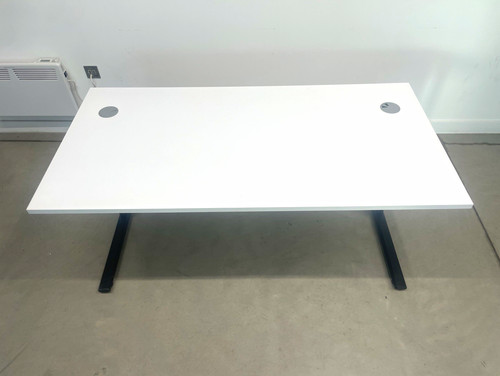 White office desk with - desk, black