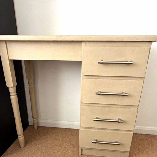 Beige wood dressing table - wood,