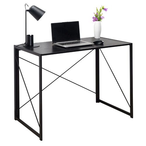 Black folding computer desk - black,