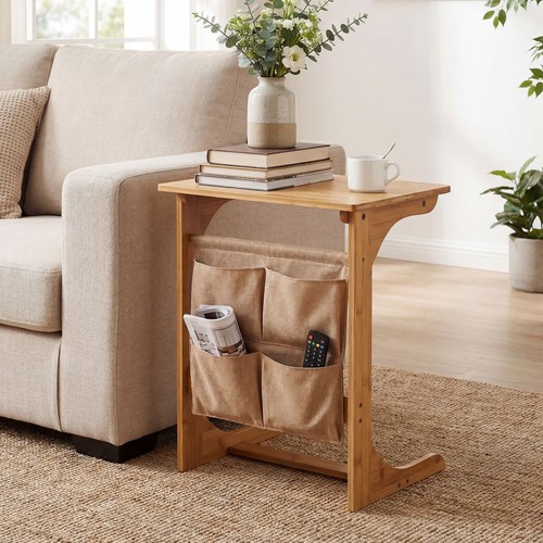 Bamboo side table shaped - table, c-shaped