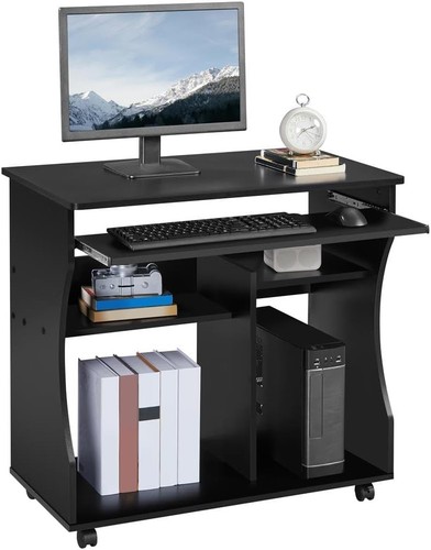 Wood rolling computer desk - desk, pc